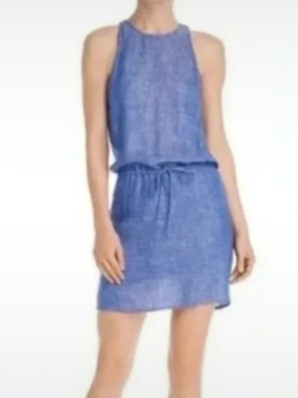 NWT- Joie Blue Linen Drawstring Waist Casual Sundress